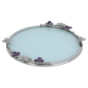 طوفرية تقديم حلا استيل السيف غاليري، 46×39×4 سم، دائري، بحافة ورود ذهبي - أبيض product image 2