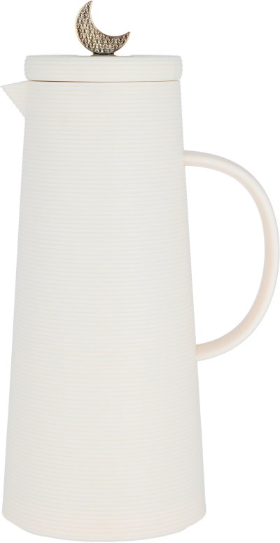 Al Saif Gallery Royal 8 thermos crescent lid, 1 liter, glass inner container, plastic outer shell - beige product image 2