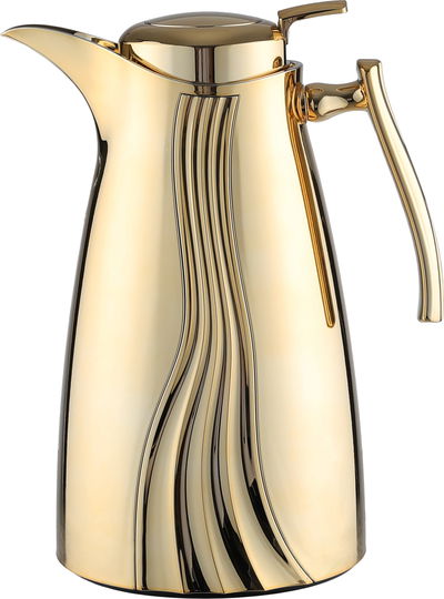 Al Saif Gallery Karma thermos set, 1 liter, 2 pieces, thermal glass inner shell, plastic outer shell - gold product image 2