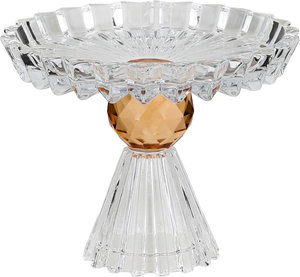 ستاند تقديم حلا زجاج السيف غاليري، قاعدة عسلي، 13.5x13.5x11 سم - شفاف product image