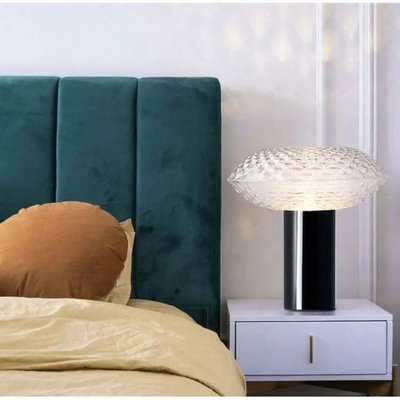 Norco Modern Aluminum Glass Table Lamp, 30x31 cm, E27 Bulb Base - Black product image 2