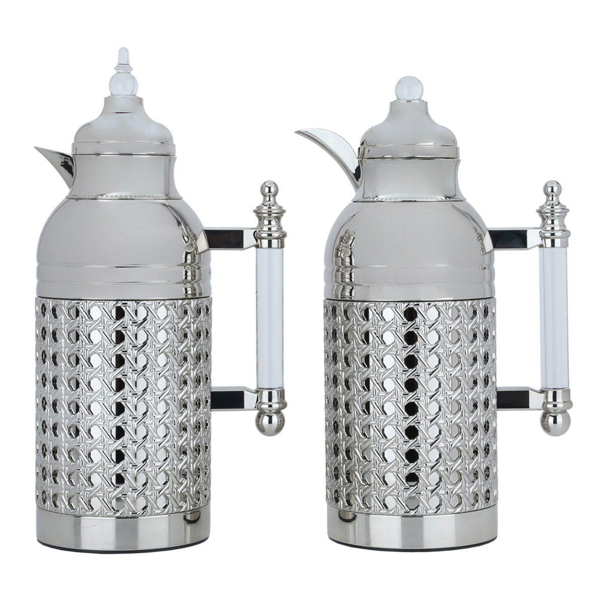 Al Saif Gallery Sarah thermos set, 1 liter, transparent handle, thermal glass inner case, steel outer shell - silver product image