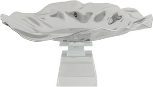 ستاند تقديم ستانلس استيل السيف غاليري، 23x23x12 سم، قاعدة مربع زجاج - فضي شفاف product image 2