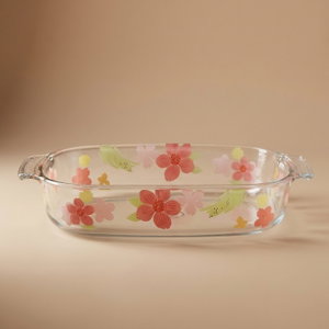 صينية فرن زجاج السيف غاليري، 2.7 لتر، نقش زهور، 34x22x6 سم - شفاف product image
