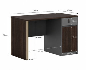مكتب إداري خشب MDF، 140x60x75 سم - بني غامق رمادي product image 2