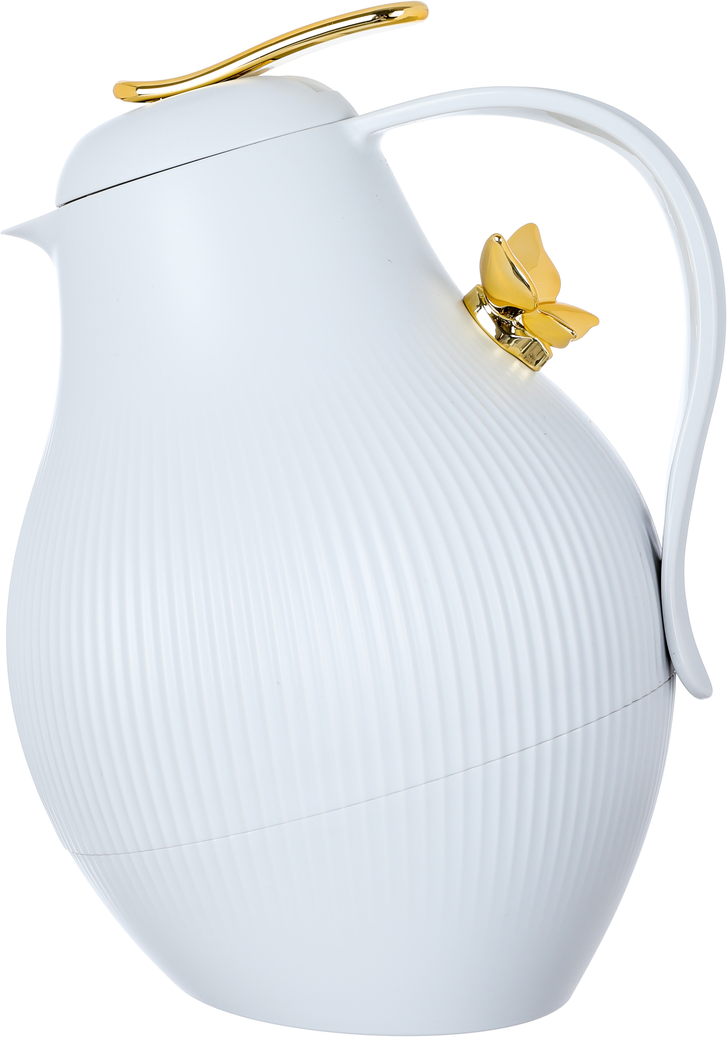 Al Saif Gallery Dora thermos, 1.5 liters, golden butterfly, thermal glass inner container, plastic outer shell - light gray product image 1