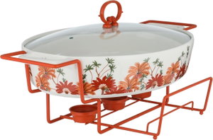 سخان طعام بورسلان السيف غاليري، 43 سم، حامل معدني، دائري، غطاء زجاج - ابيض ملون product image 2