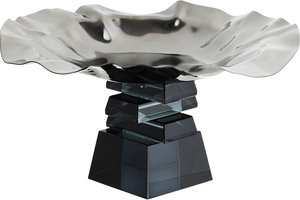 ستاند تقديم ستانلس استيل السيف غاليري، 22x22x10 سم، قاعدة مربع، مموج - أسود product image 2