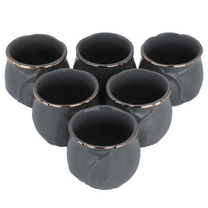 طقم فناجين قهوة عربي بورسلان السيف غاليري، 6 قطع - رمادي ذهبي product image 2