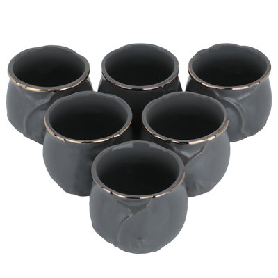 Al Saif Gallery Porcelain Arabic Coffee Cups Set, 6 Pieces - Golden Gray product image 2