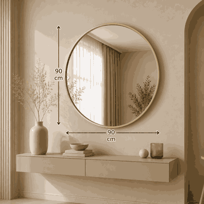 مراية دائرية زجاج، 90×90 سم، اطار معدن - ذهبي product image 3