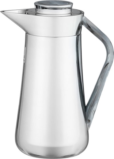 Al-Saif Gallery Al-Huda Stainless Steel Thermos, 1 Liter, Marble Gray Handle, Push Button - Shiny Silver product image 2