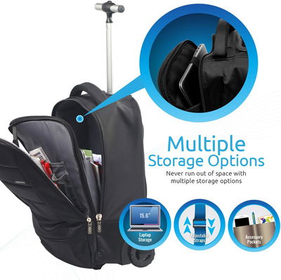 Promate Canvas Laptop Trolley Bag, Water Resistant - Black product image 3