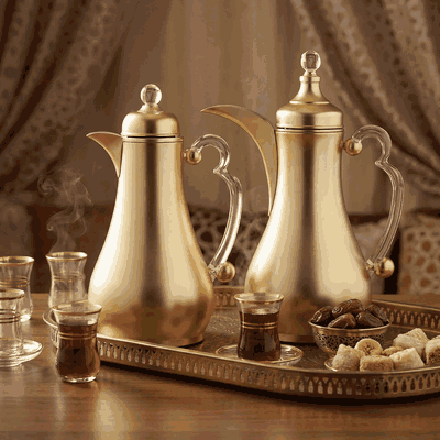Al Saif Gallery Asalah Thermos Set, 2 pieces, 1/1 liter, glass interior, transparent handle, push-button - gold product image 11