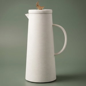 Al Saif Gallery Royal 8 thermos crescent lid, 1 liter, glass inner container, plastic outer shell - white product image