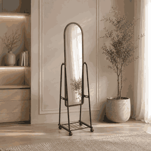 مراية ستاند زجاج، 158×40 سم، ستاند معدن - اسود product image
