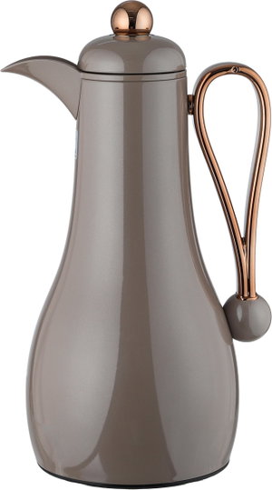 Al Saif Gallery Gheem Thermos Set, 2 Pieces, 1/1 Liter, Glass Inner Container, Gold Handle - Cappuccino product image 2