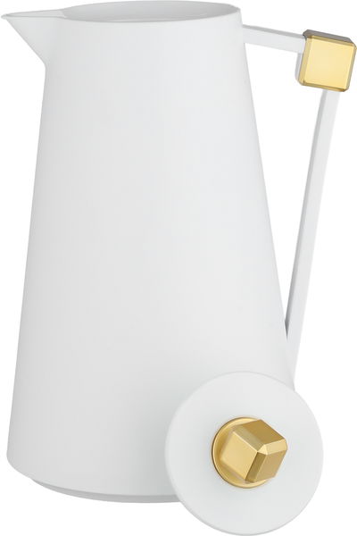 ترمس الماسة بلاستيك افريست، 1 لتر، حافظة داخلية زجاج، ضغاط - أبيض ذهبي product image 4