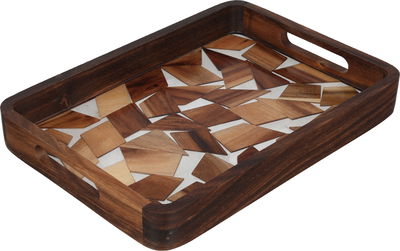 Al Saif Gallery Acrylic Serving Tray, 35x25x5 cm, Rectangular - Wood Brown product image 2