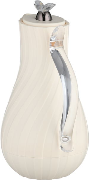 ترمس ليال جلوري، 1 لتر، خامة داخلية زجاج، يد شفاف، غطاء ضغاط - كريمي product image 2