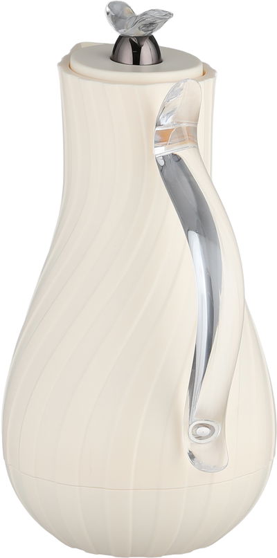 ترمس ليال جلوري، 1 لتر، خامة داخلية زجاج، يد شفاف، غطاء ضغاط - كريمي product image 2