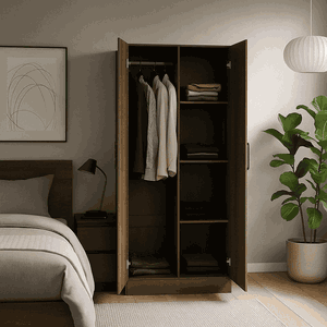 خزانة ملابس خشب ام دي اف، 200×80×54 سم، 2 باب - بني product image 2