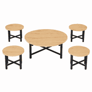 طقم طاولات خشب MDF و معدن، 5 قطع - اسود بني product image 2