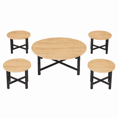 طقم طاولات خشب MDF و معدن، 5 قطع - اسود بني product image 2
