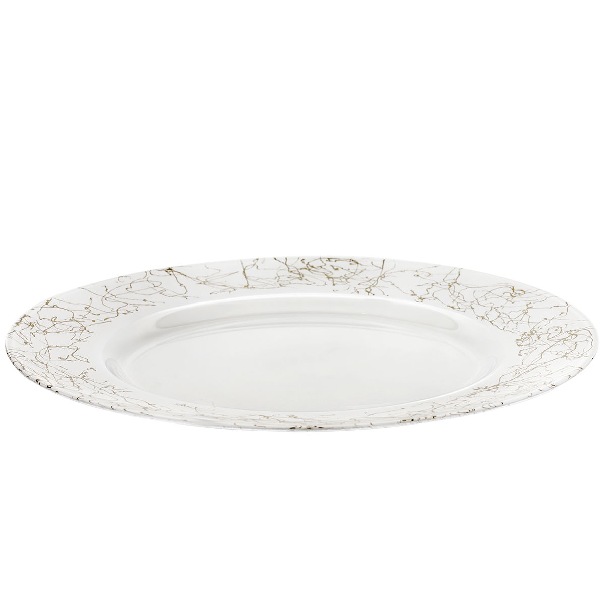 Al Saif Gallery glass dessert dish, 33x33x2 cm, circular, gilded engraving - white product image 3