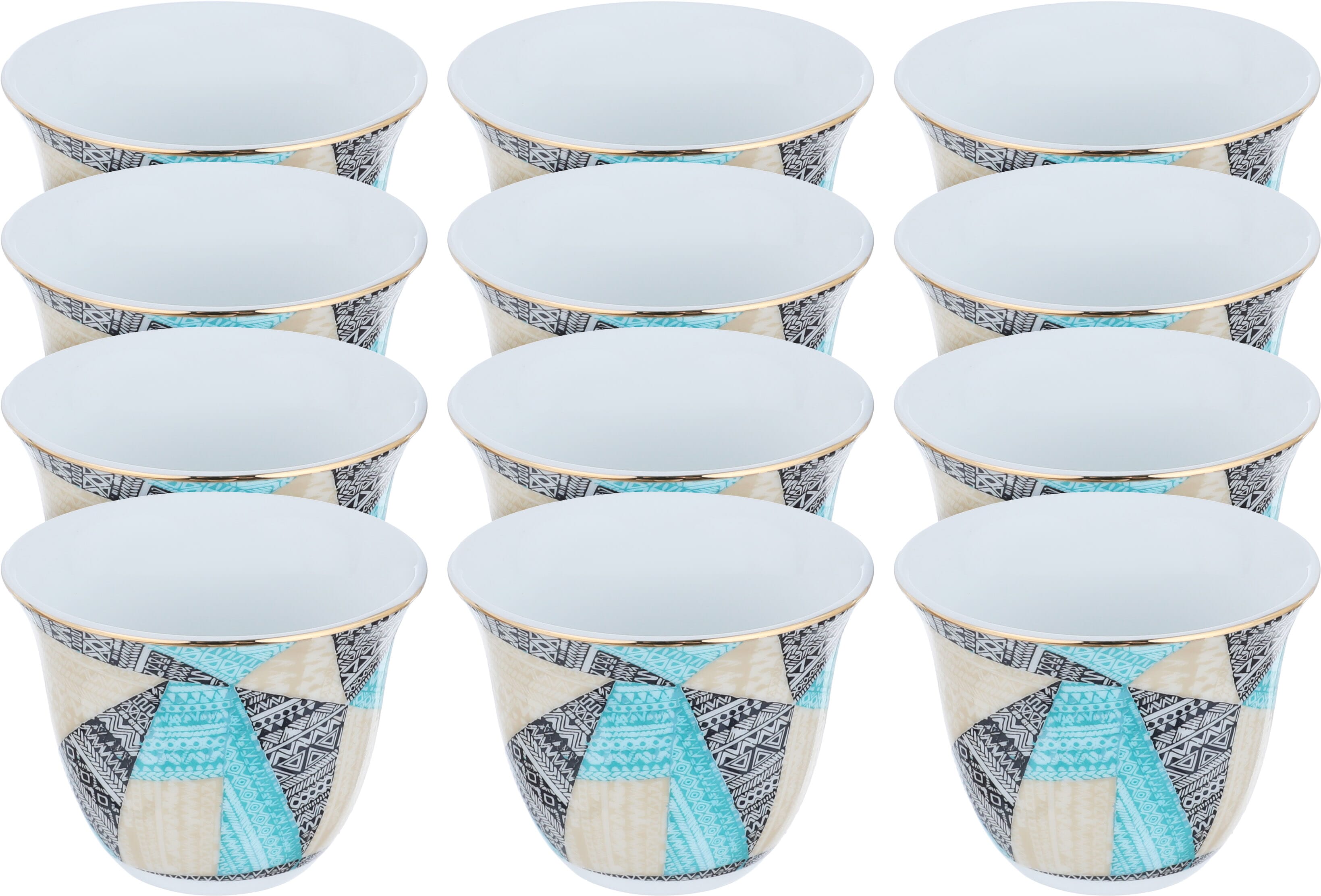 Porcelain coffee cup set, 12 pieces - colorful product image