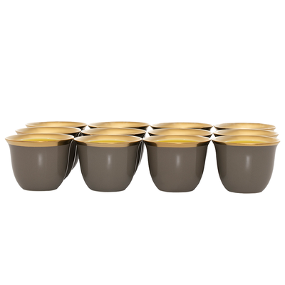 طقم فناجين قهوة بورسلان السيف غاليري، 12 قطعة، حواف ذهبي - رمادي غامق product image 1