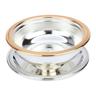 تمرية بحافة ذهبي استيل السيف غاليري، 14x14x5.5 سم، دائري - فضي product image 4