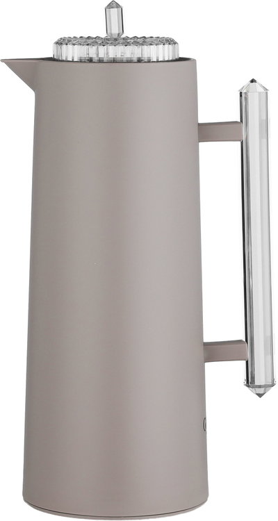 Glory Lean Thermos, 1 Liter, Glass Inner Container, Pump, Transparent Handle - Cappuccino product image 2