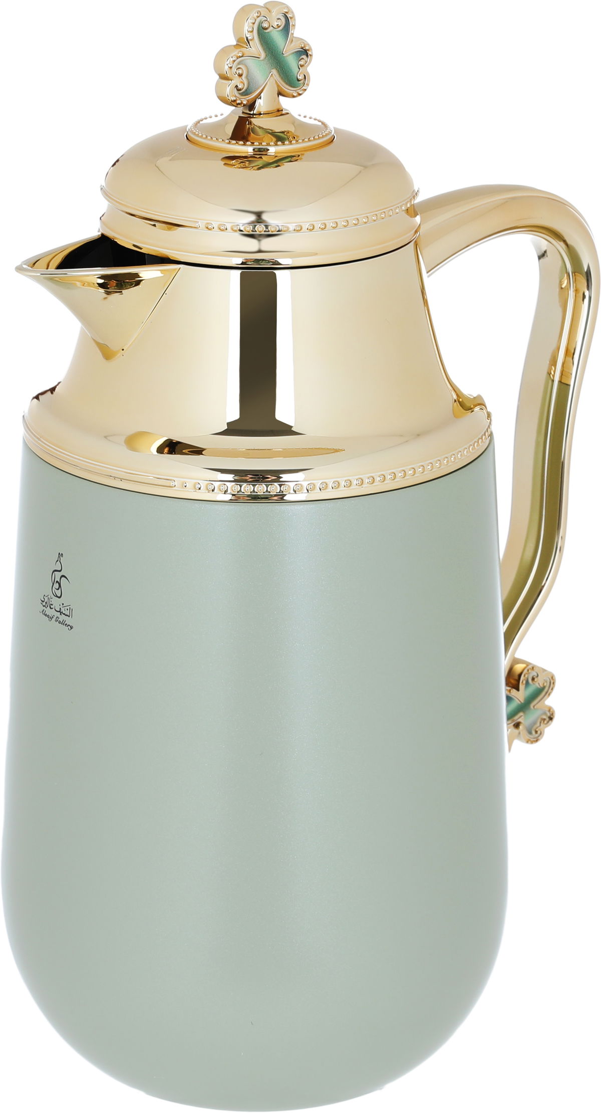 Al Saif Gallery Fatima thermos set, 1/0.7 liter, two pieces, thermal glass inner container, steel outer shell - light green product image 4