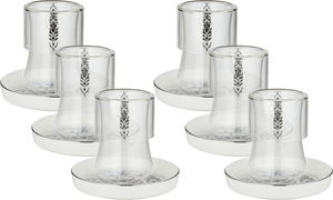 طقم بيالات زجاج السيف غاليري، 11سم، 12 قطعة، صحون بورسلان -  أبيض رمادي product image