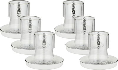 طقم بيالات زجاج السيف غاليري، 11سم، 12 قطعة، صحون بورسلان - أبيض رمادي product image 1