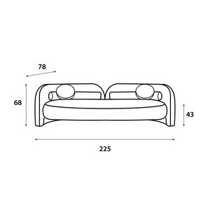 Modern Swedish wood sofa, 225x78x43 cm, boucle fabric - light brown product image 2