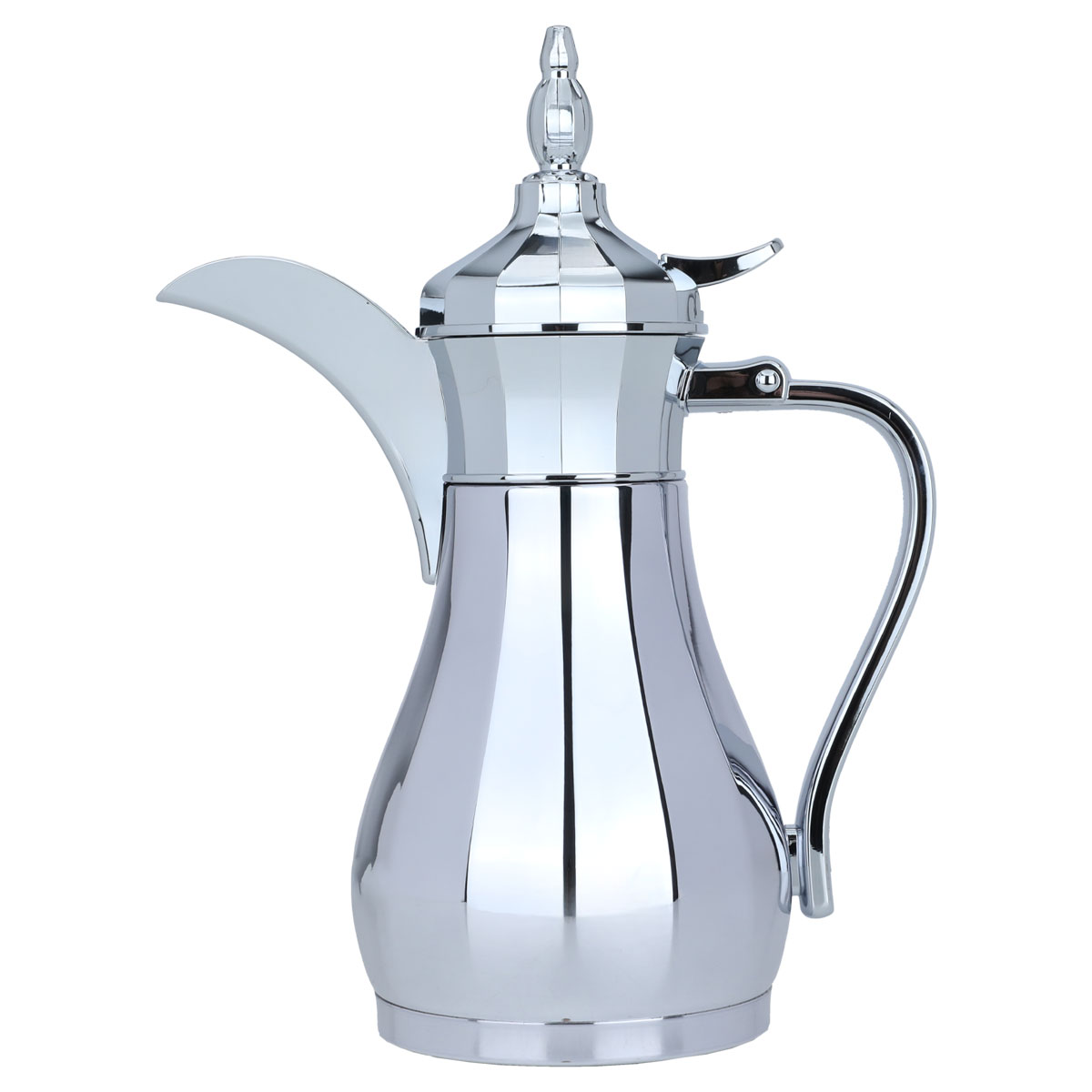 Al Saif Gallery Suleiman Thermos Dallah shape 1 liter, steel inner container, steel outer shell - silver product image