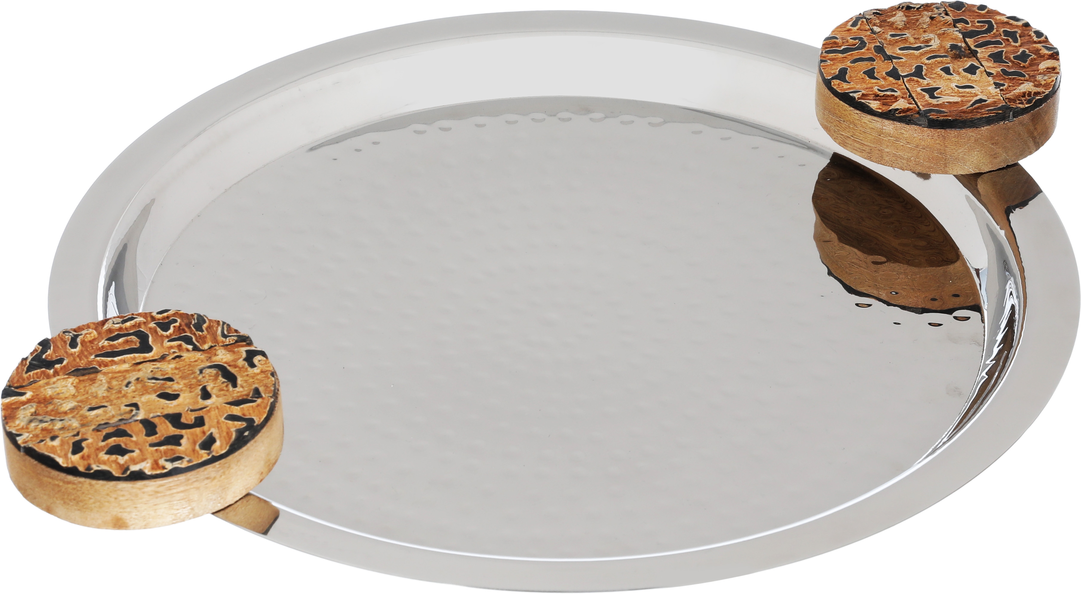 Tofaria Al Saif Gallery Steel Presentation, 3.5 x 36 x 29 cm, Round, Brown Hand - Silver product image 2