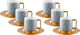 Al Saif Gallery coffee cups and saucers set, porcelain, 12 pieces - grey product image 1