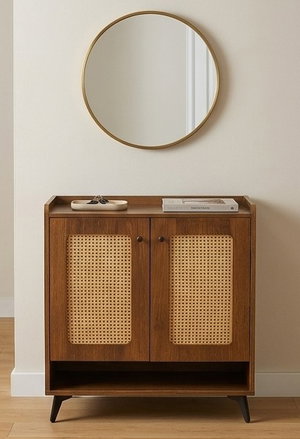 خزانة احذية خشب MDF، 33×80×94 سم، 2 باب - بني product image 2