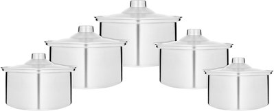 طقم قدور المونيوم السيف الماسي، 5 قطع- فضي product image 1