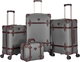 Limra LMA-16960 Limra Faux Leather Luggage Set, 4 Sizes, 4 Wheels, 360 Degree Rotating - Dark Brown Gray product image 1