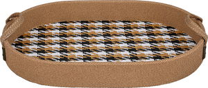 Al Saif Gallery Wooden Serving Tray, 36.5x25.5x4.5 cm, Oval, Two Handles - Multicolor product image