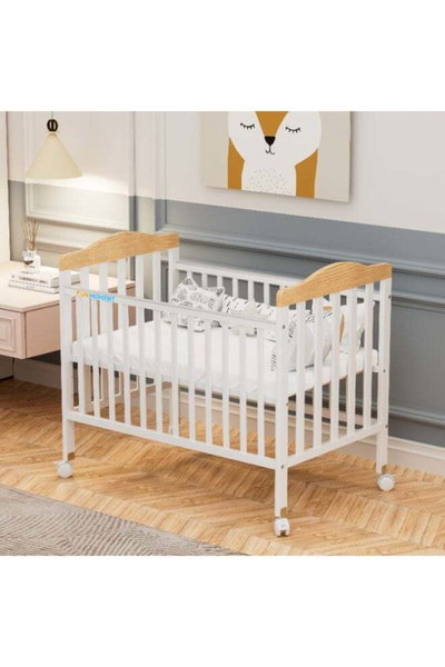 سرير اطفال خشب الصنوبر فان مومنت، 100×60 سم، مع ناموسية - خشبي ابيض product image 4