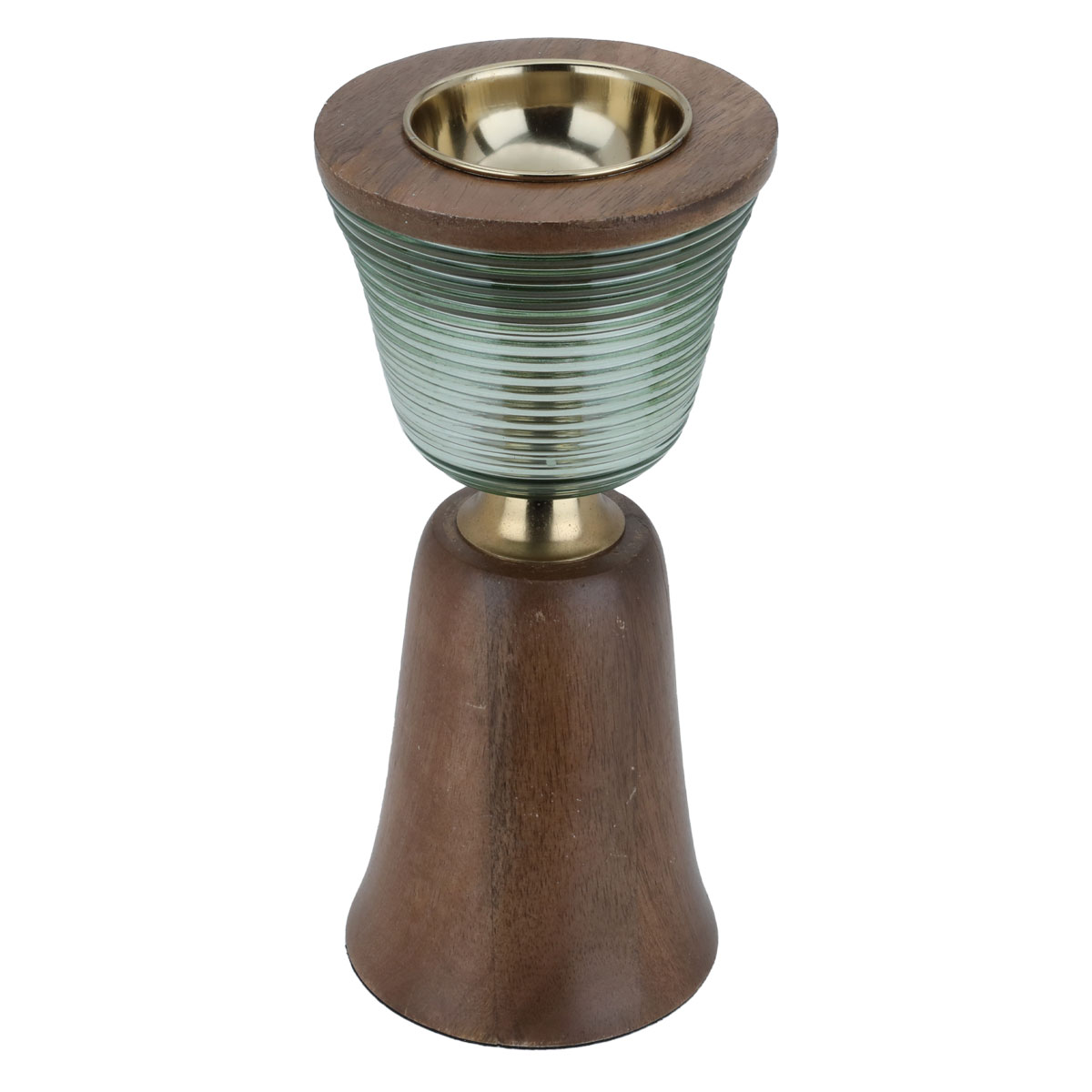 Al saif Gallery Glass Incense Burner with Wooden Base, 12x12x25 cm - Brown product image 2