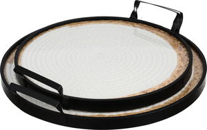 Al Saif Gallery Multi-Material Serving Set, 2 Pieces, Black Frame - Multicolor product image