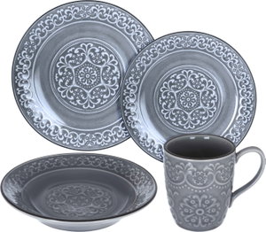 طقم صحون بورسلان ترست، 16 قطعة - رمادي product image