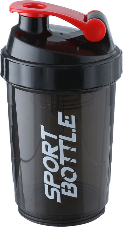 Saifso 3 in 1 Plastic Sports Protein Bottle, 500 ml - Black Red product image 2