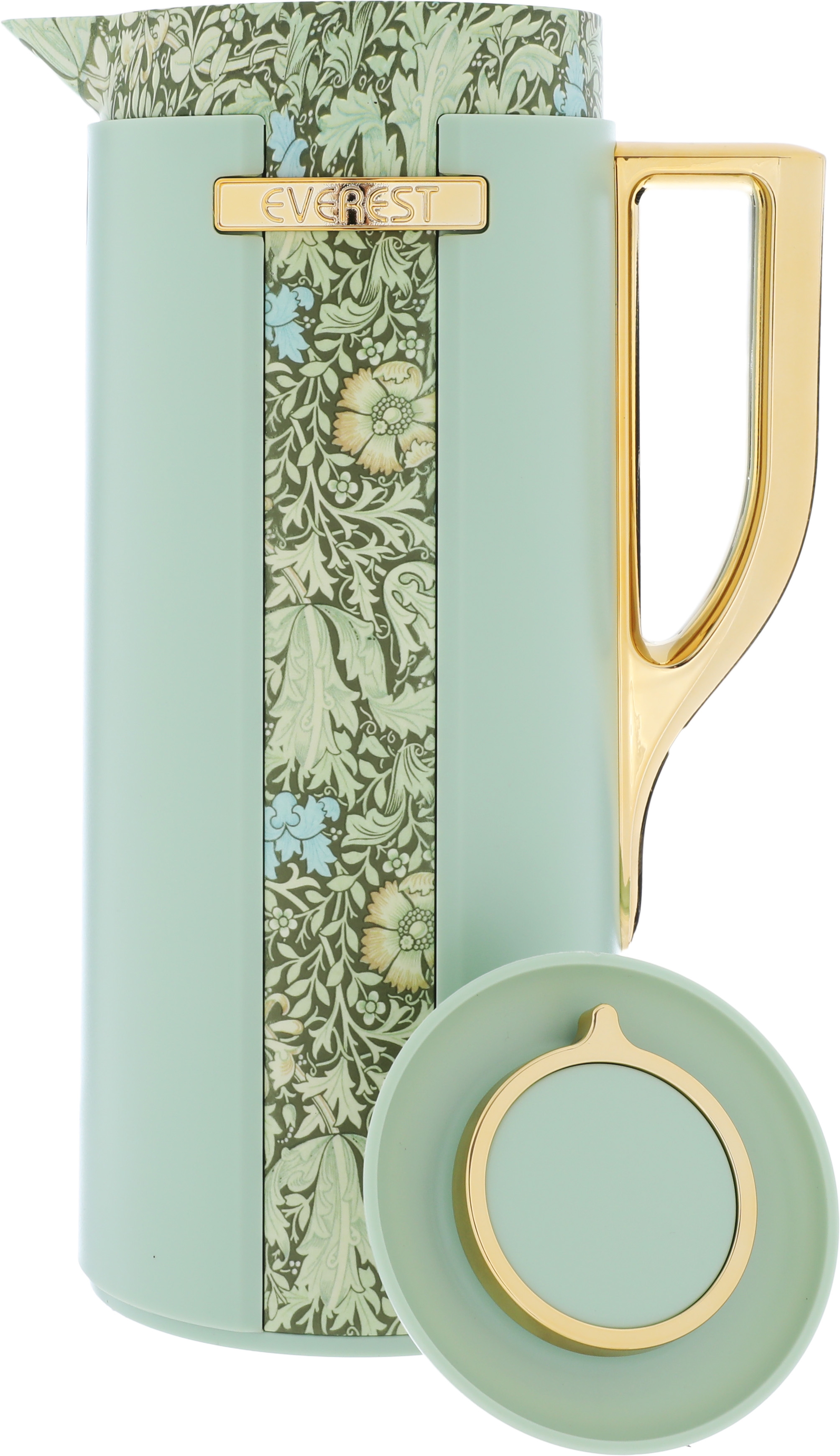Everest Widad Thermos, 1 liter, wooded, golden handle, thermal glass inner shell, plastic outer shell - light green product image 3